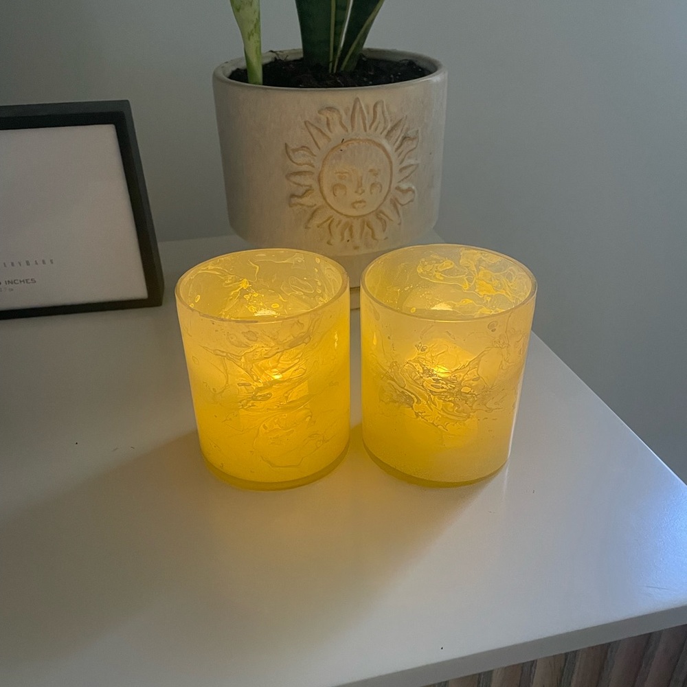 Anthropologie Glass Marble Candle Holders